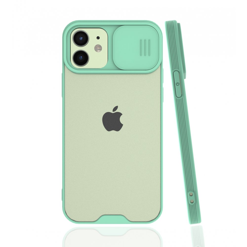  iPhone 12 Kılıf Platin Kamera Koruma Silikon - Açık Yeşil