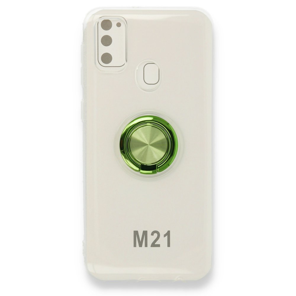  Samsung Galaxy M21 Kılıf Gros Yüzüklü Silikon - Yeşil