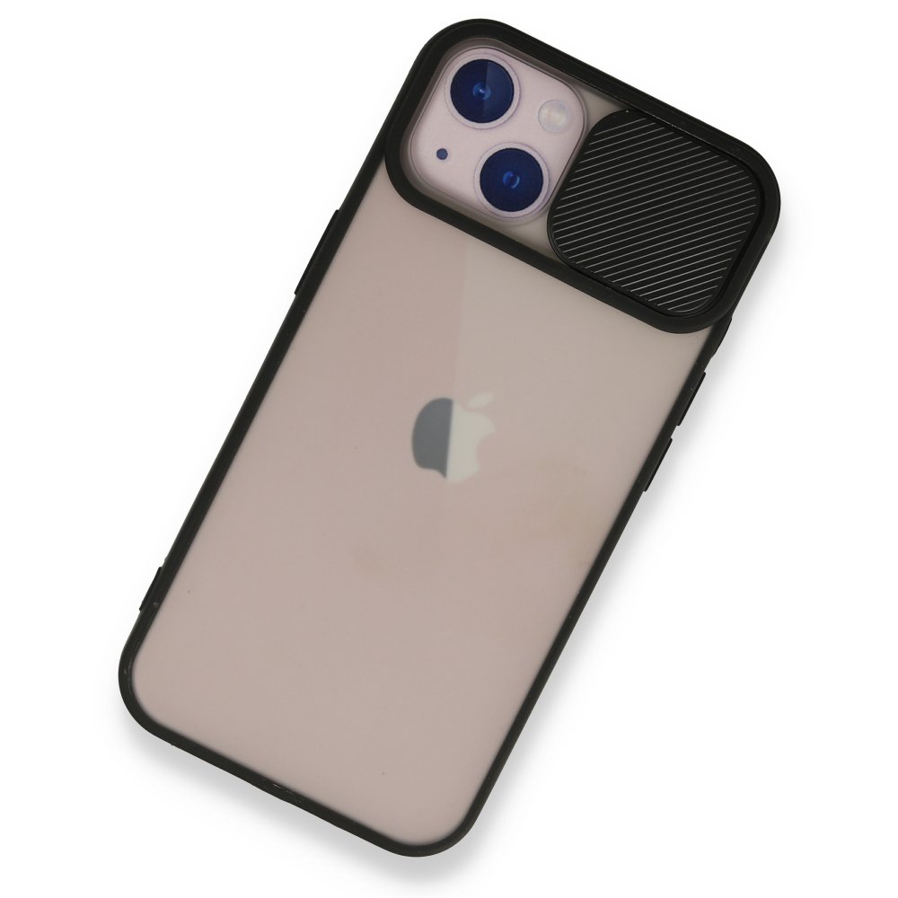  iPhone 13 Kılıf Palm Buzlu Kamera Sürgülü Silikon - Siyah