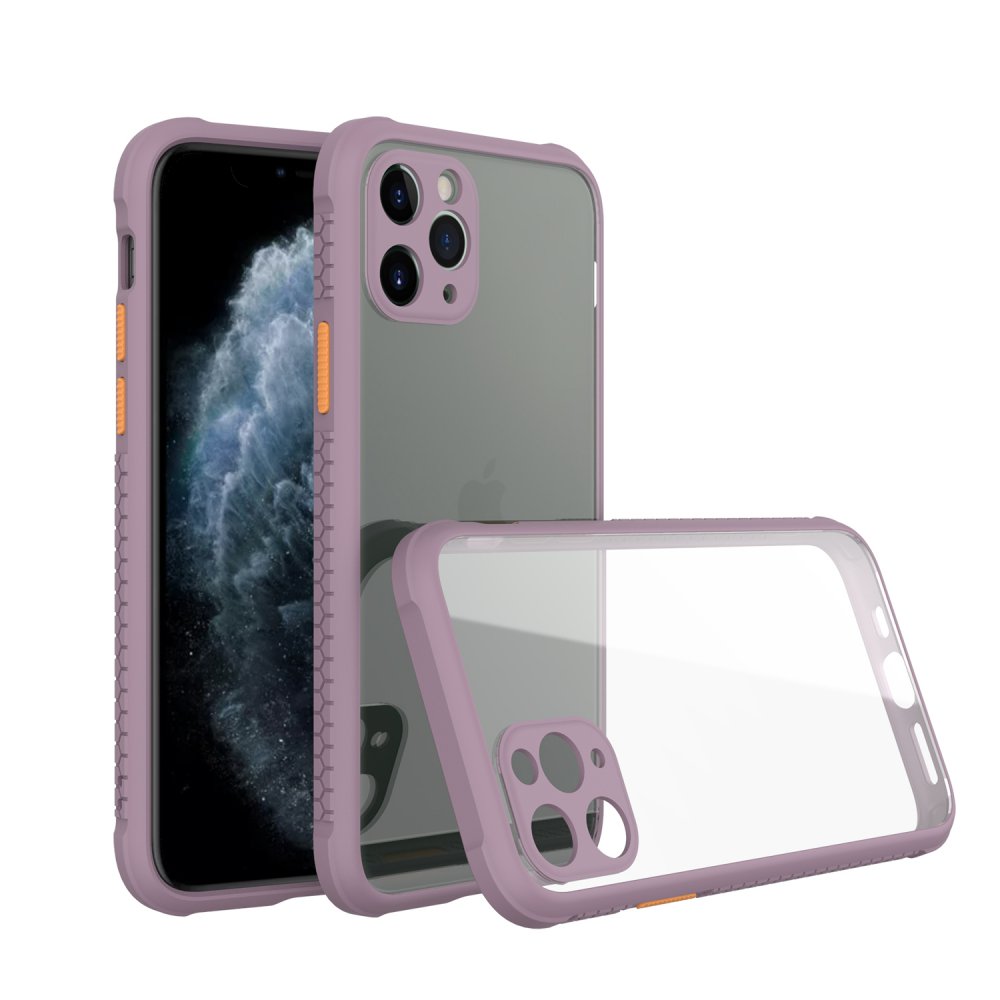  iPhone 11 Pro Max Kılıf Miami Şeffaf Silikon - Açık Mor