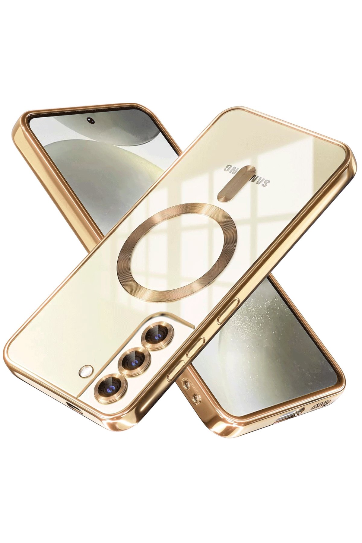  Samsung Galaxy S22 Kılıf Kross Magneticsafe Kapak - Gold