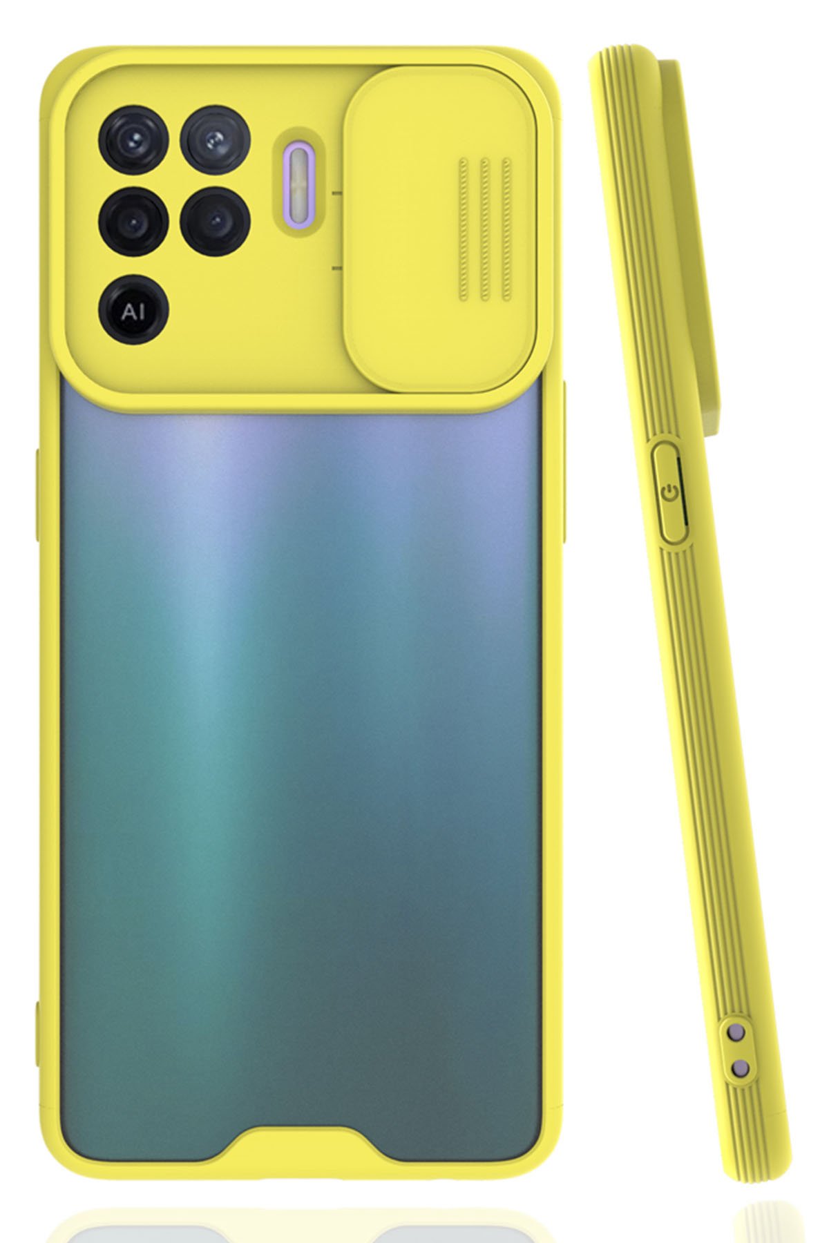  Oppo Reno 5 Lite Kılıf Platin Kamera Koruma Silikon - Sarı