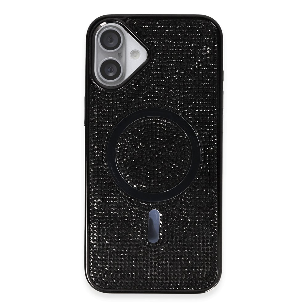 iPhone 16 Plus Kılıf Diamond Magsafe Kapak - Siyah iPhone 16 Plus Kılıf Diamond Magsafe Kapak - Siyah