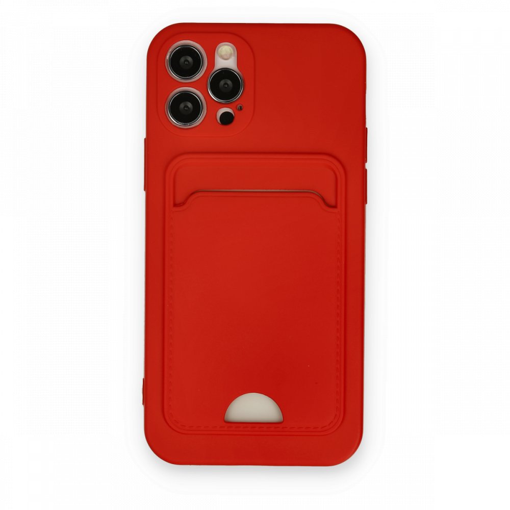  iPhone 12 Pro Kılıf Kelvin Kartvizitli Silikon - Kırmızı