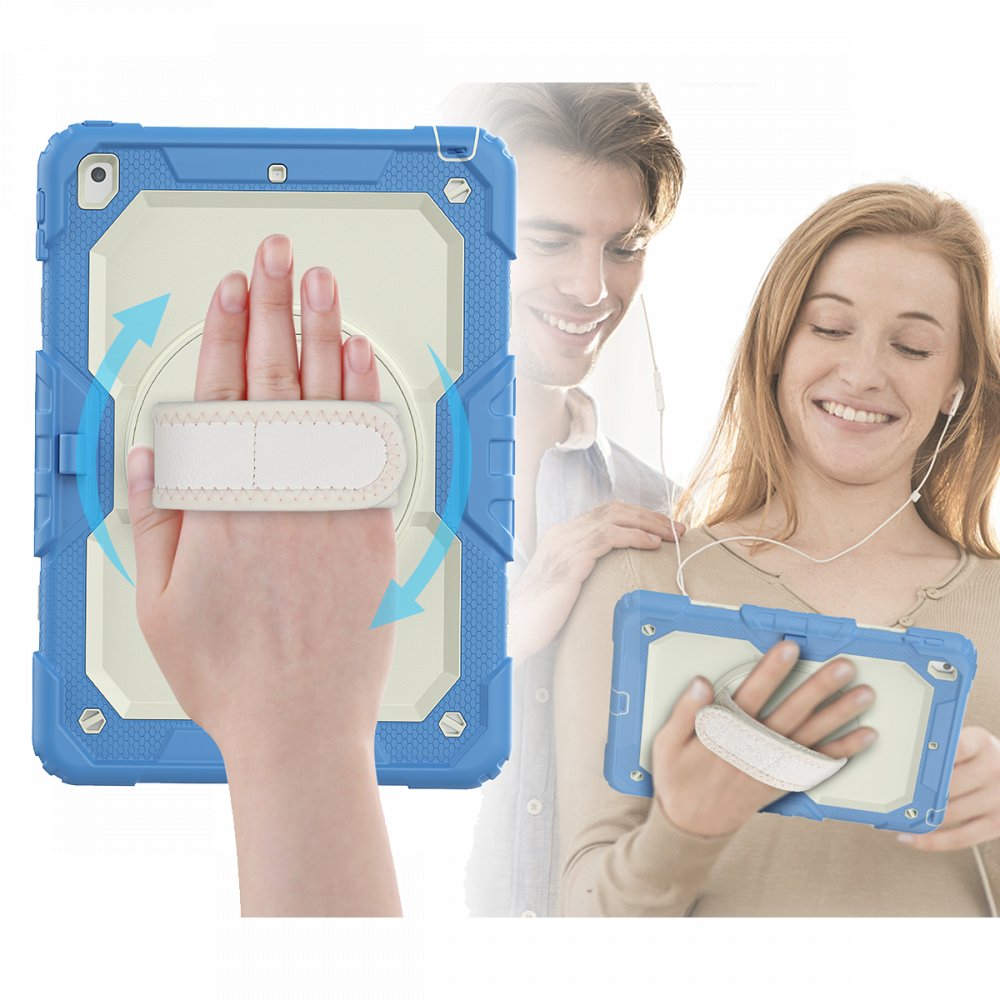  iPad 10.2 (8.nesil) Kılıf Strap New Tablet Kapak - Mavi