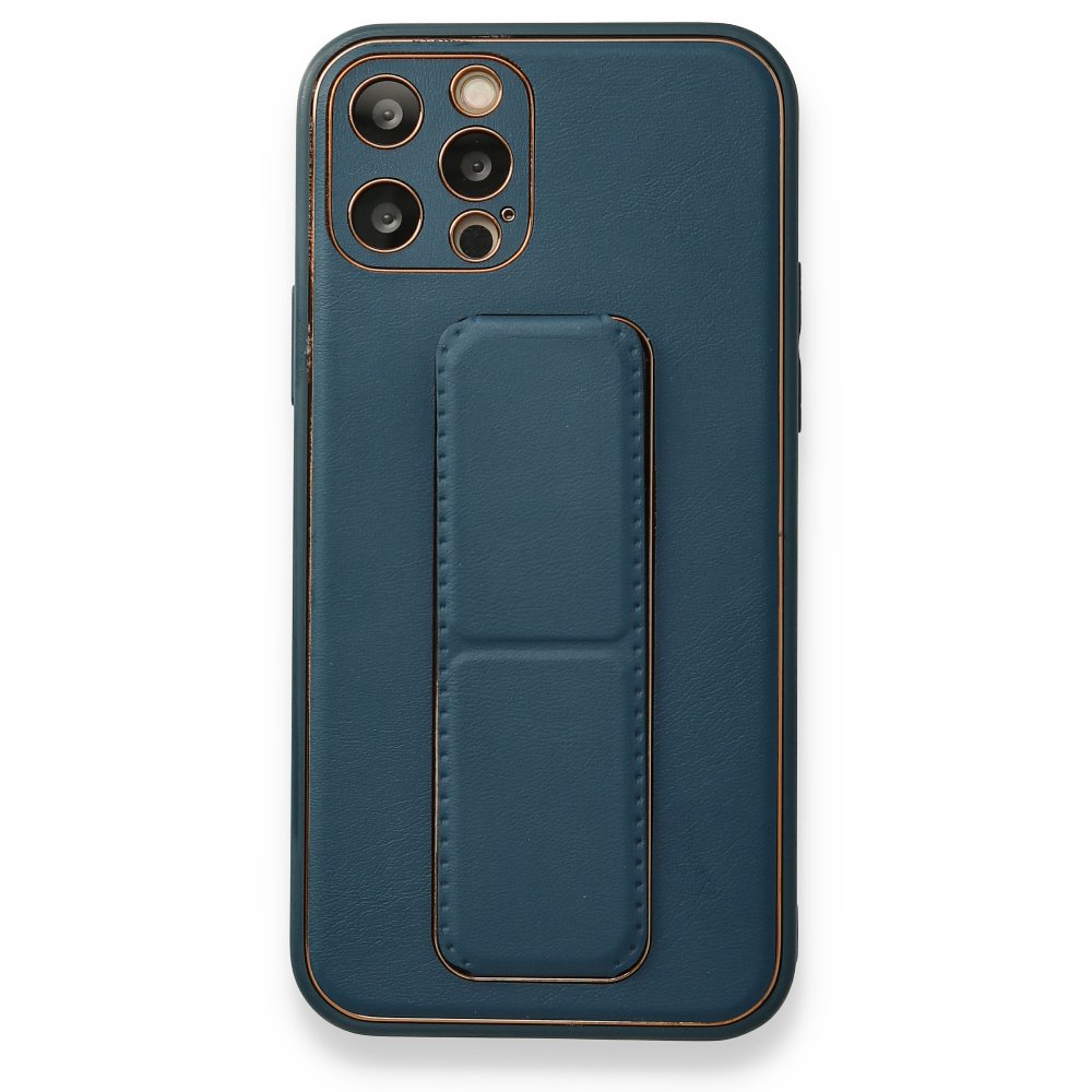 iPhone 12 Pro Kılıf Coco Deri Standlı Kapak - Mavi iPhone 12 Pro Kılıf Coco Deri Standlı Kapak - Mavi