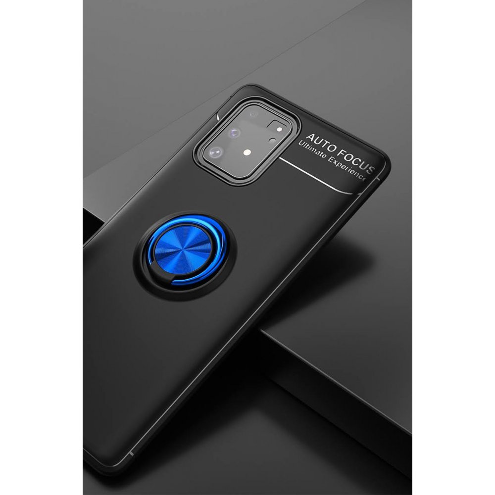  Samsung Galaxy A91 / S10 Lite Kılıf Range Yüzüklü Silikon - Siyah-Mavi