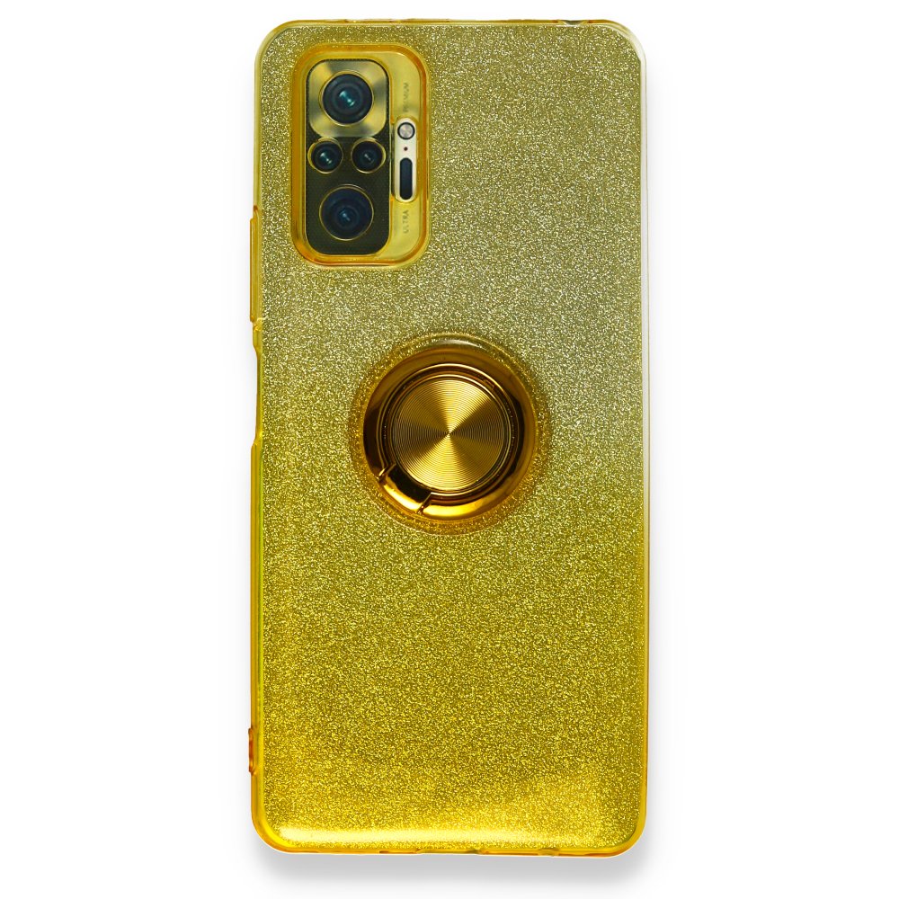 Redmi Note 10 Pro Kılıf Simli Yüzüklü Silikon - Sarı