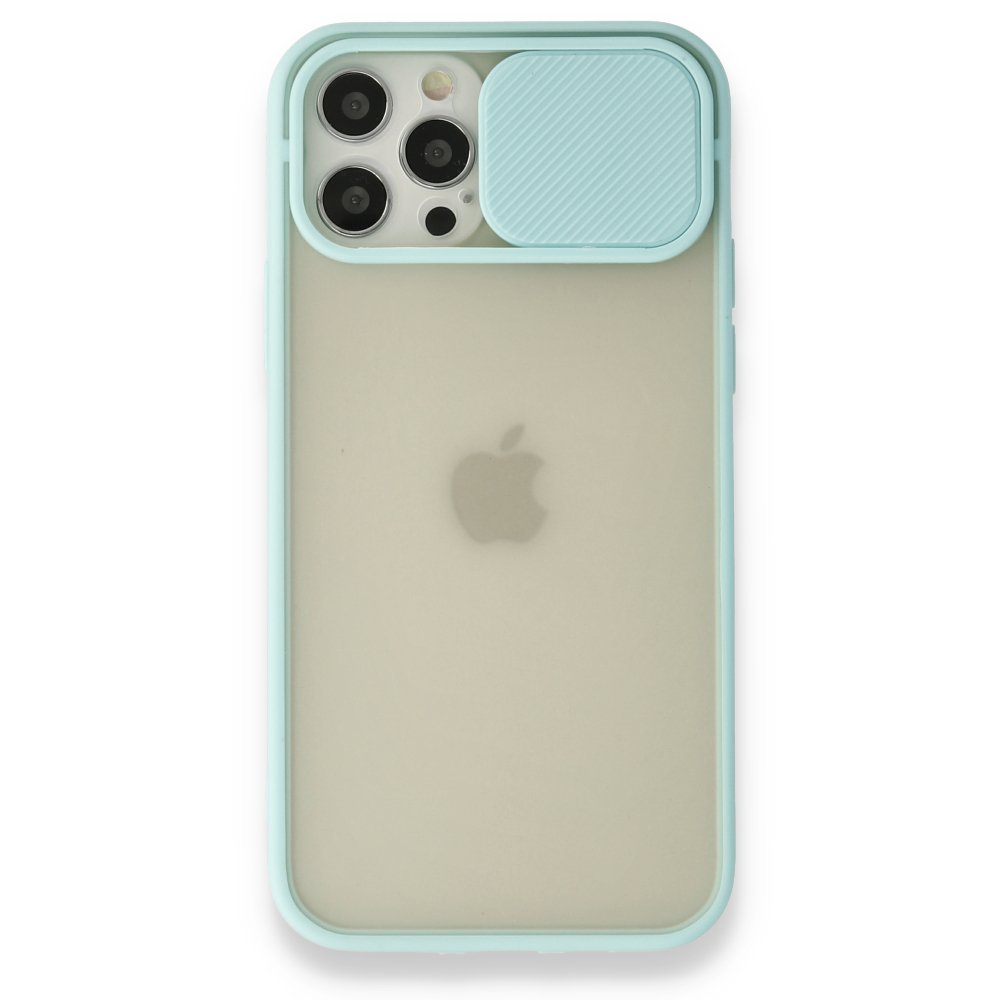  iPhone 12 Pro Kılıf Palm Buzlu Kamera Sürgülü Silikon - Turkuaz