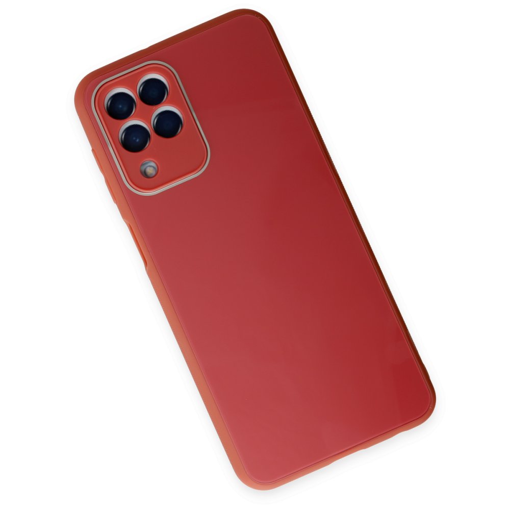  Samsung Galaxy M33 Kılıf Glass Kapak - Bordo