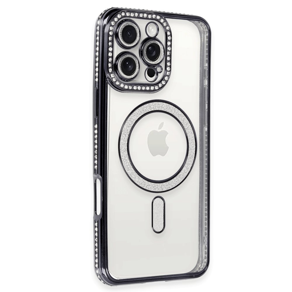  iPhone 16 Pro Kılıf Joke Simli Magneticsafe Kılıf - Gri