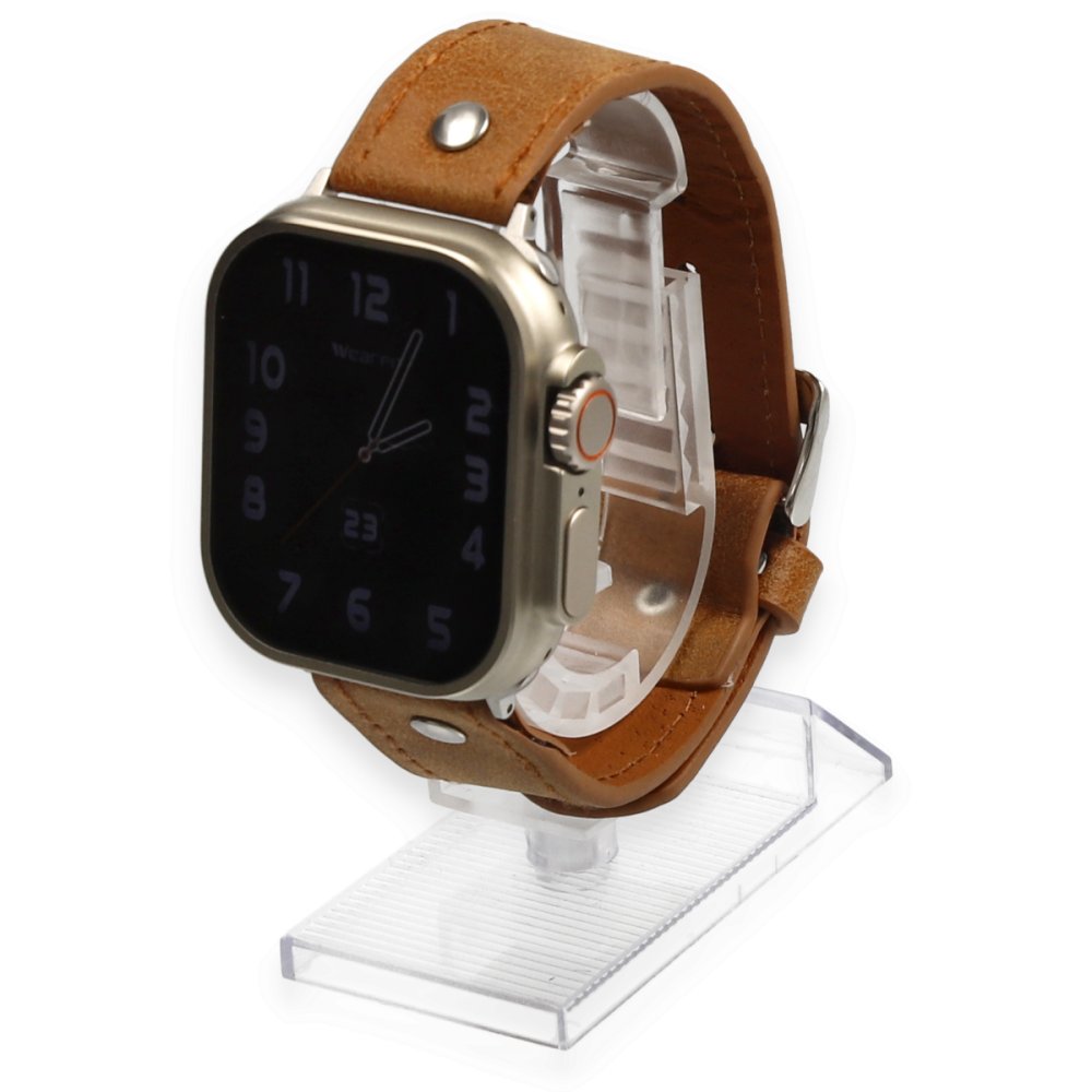  Apple Watch Ultra 49mm NL18 Deri Kordon - Taba