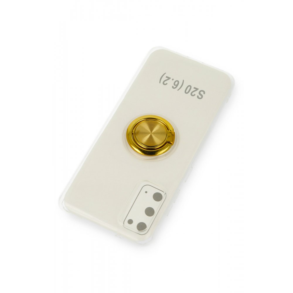  Samsung Galaxy S20 Kılıf Gros Yüzüklü Silikon - Gold