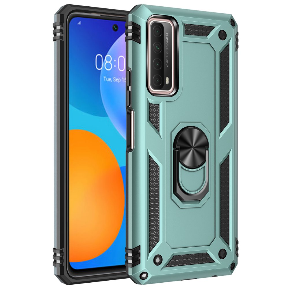 Huawei P Smart 2021 Kılıf Sofya Yüzüklü Silikon Kapak - Yeşil  Huawei P Smart 2021 Kılıf Sofya Yüzüklü Silikon Kapak - Yeşil
