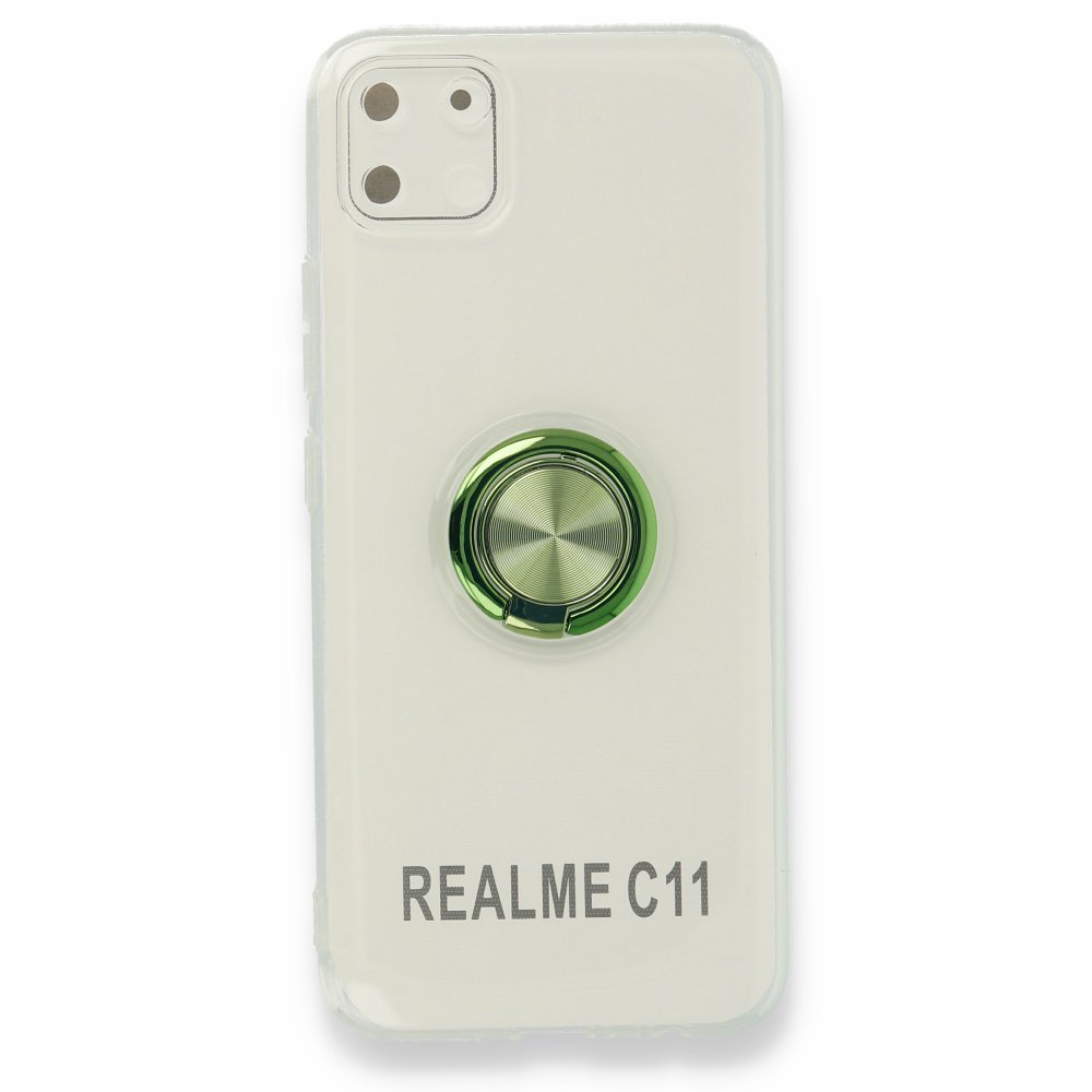 Realme C11 Kılıf Gros Yüzüklü Silikon - Yeşil  Realme C11 Kılıf Gros Yüzüklü Silikon - Yeşil