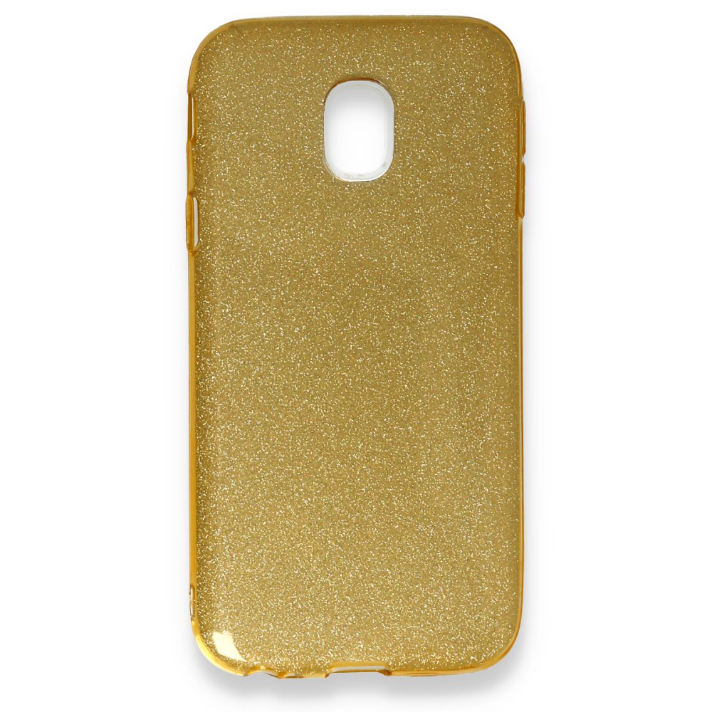  Samsung Galaxy J3 Pro / J330 Kılıf Simli Katmanlı Silikon - Gold
