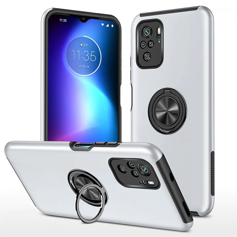  Xiaomi Poco F3 Kılıf Elit Yüzüklü Kapak - Gümüş