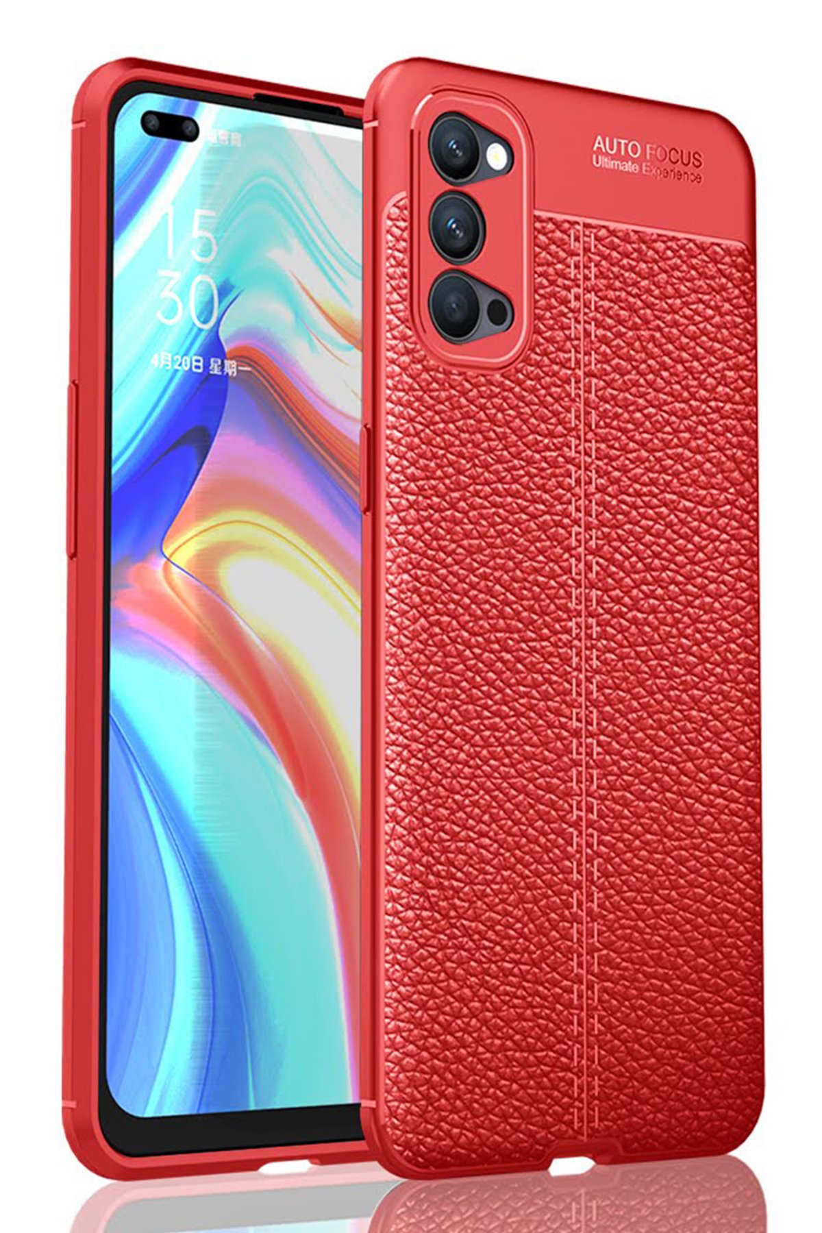  Oppo Reno 4 Kılıf Auto Focus Kapak - Kırmızı