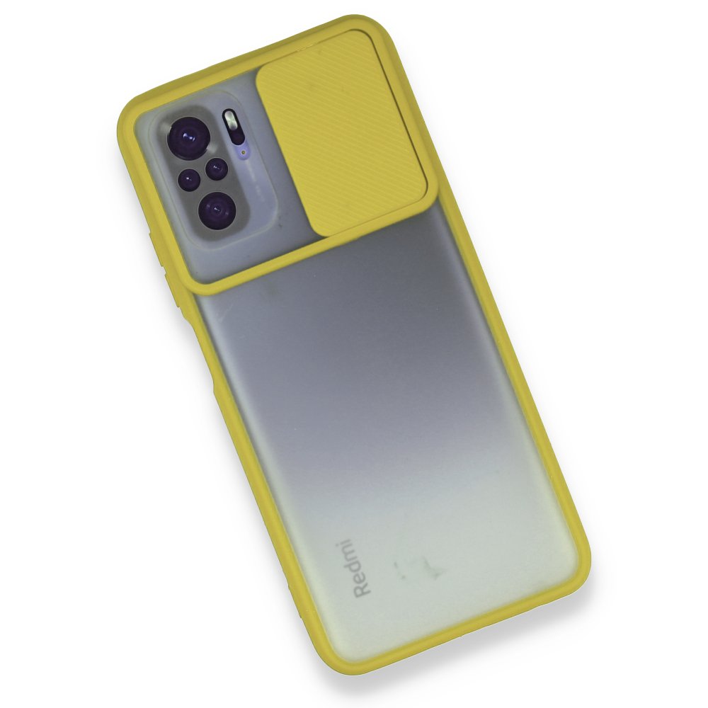 Xiaomi Poco M5s Kılıf Palm Buzlu Kamera Sürgülü Silikon - Sarı  Xiaomi Poco M5s Kılıf Palm Buzlu Kamera Sürgülü Silikon - Sarı