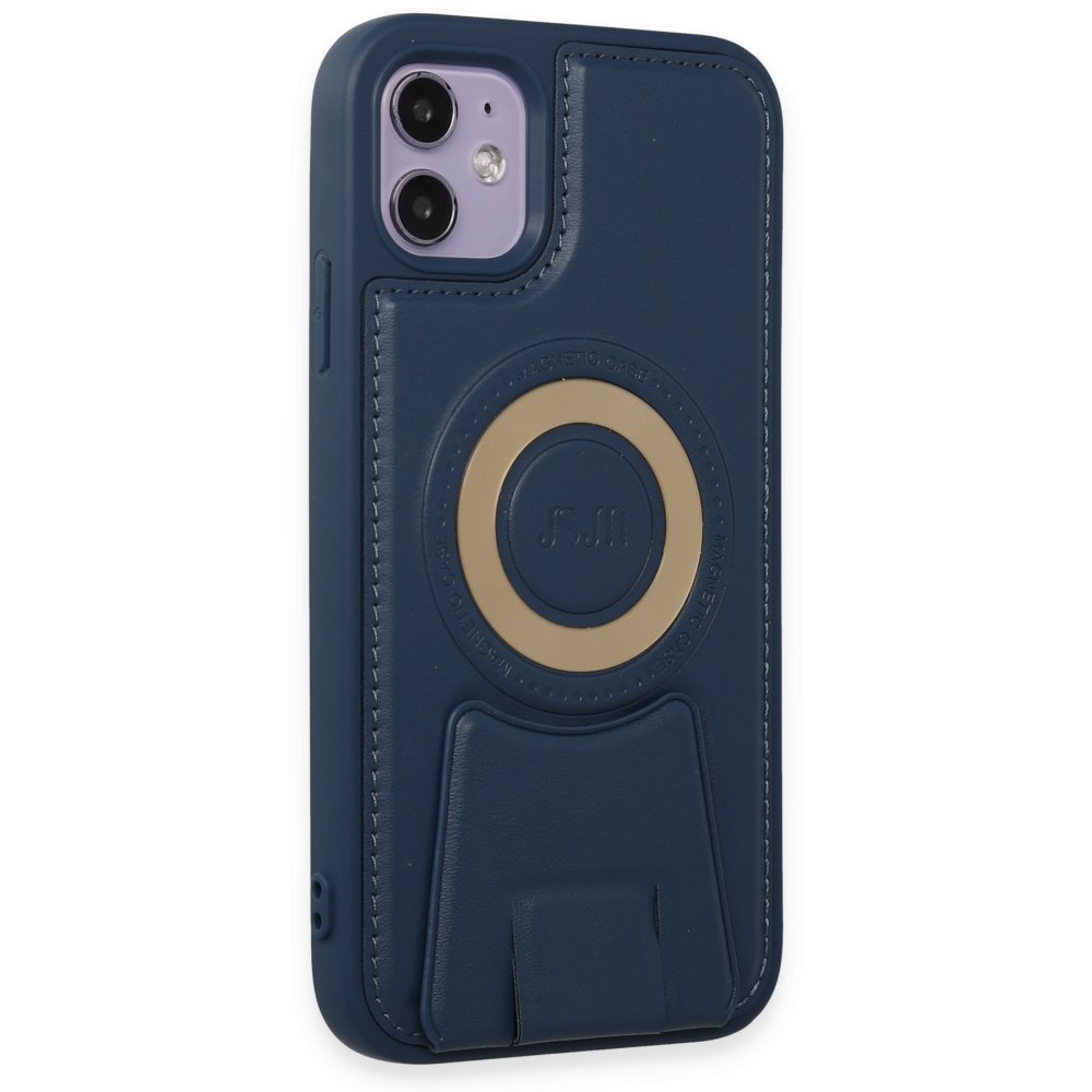  iPhone 11 Kılıf Merkür Magneticsafe Standlı Kapak - Lacivert