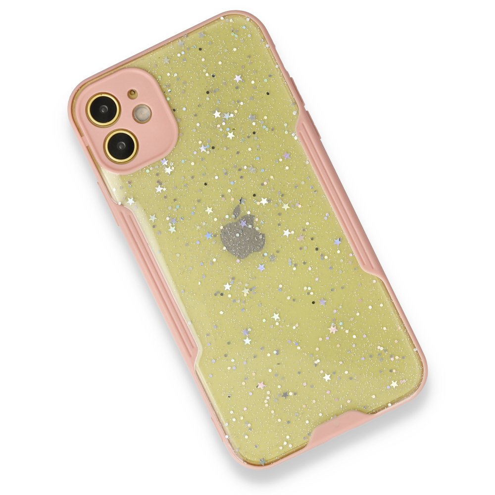 iPhone 12 Mini Kılıf Platin Simli Silikon - Pembe  iPhone 12 Mini Kılıf Platin Simli Silikon - Pembe