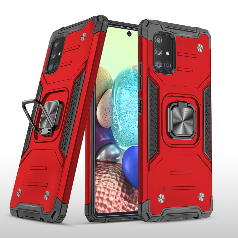  Samsung Galaxy A71 Kılıf Zegna Yüzüklü Silikon Kapak - Kırmızı
