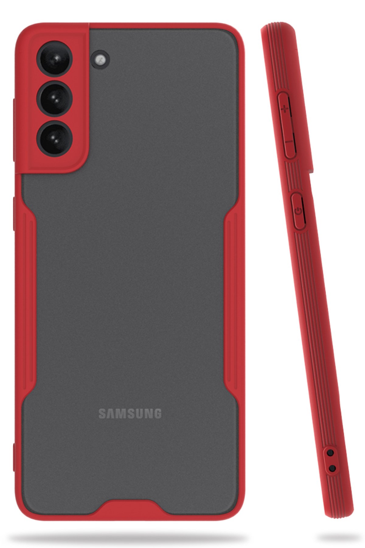  Samsung Galaxy S21 Plus Kılıf Platin Silikon - Kırmızı