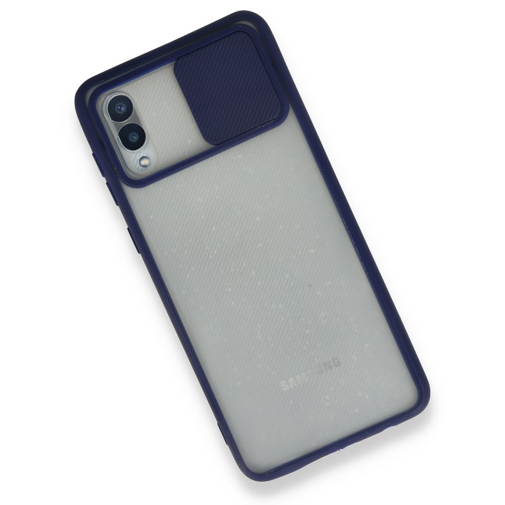 Samsung Galaxy A02 Kılıf Palm Buzlu Kamera Sürgülü Silikon - Lacivert