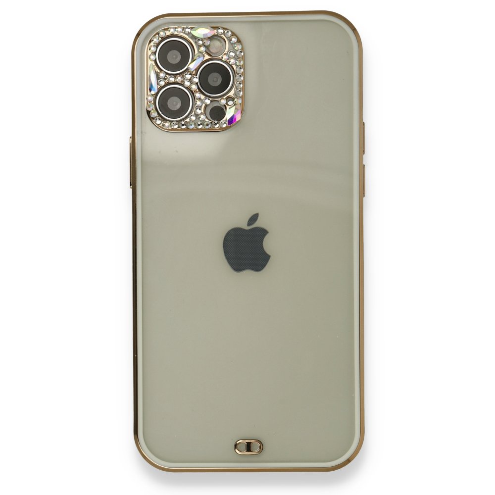 iPhone 12 Pro Max Kılıf Liva Taşlı Silikon - Beyaz iPhone 12 Pro Max Kılıf Liva Taşlı Silikon - Beyaz