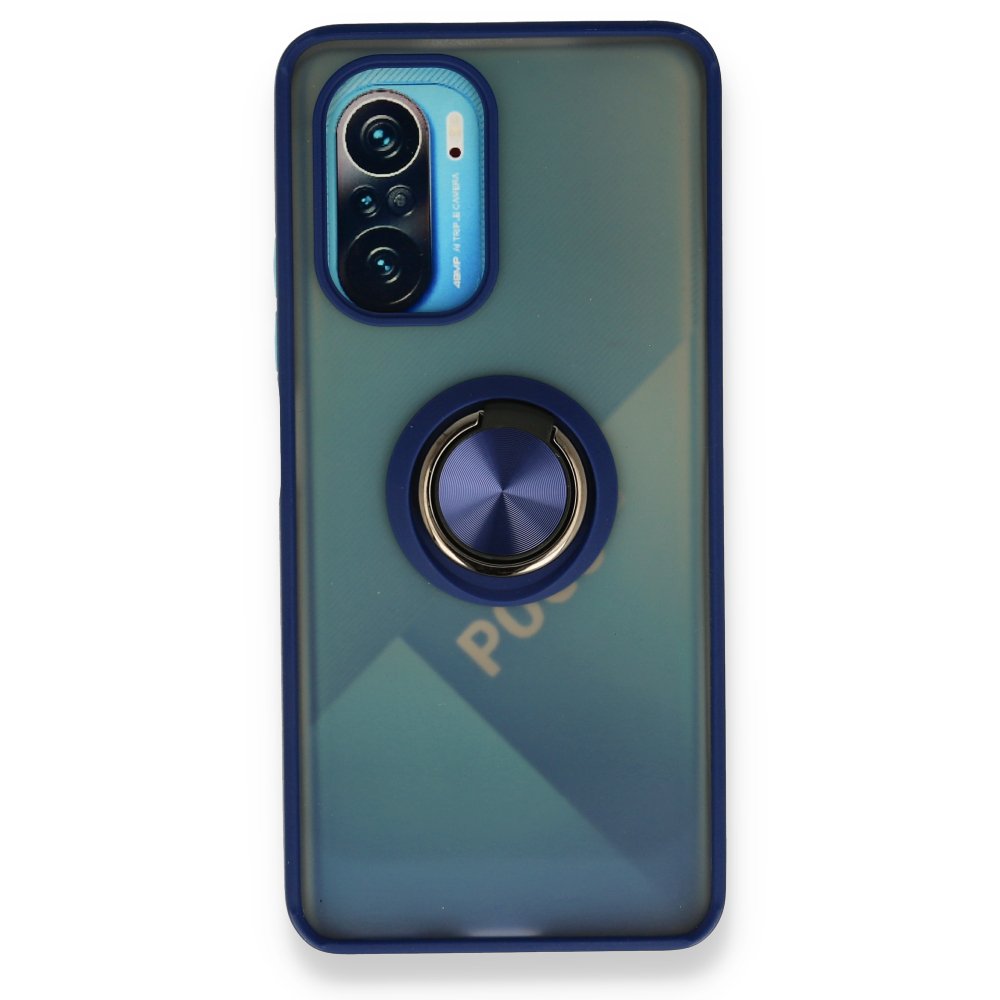  Xiaomi Poco F3 Kılıf Montreal Yüzüklü Silikon Kapak - Lacivert