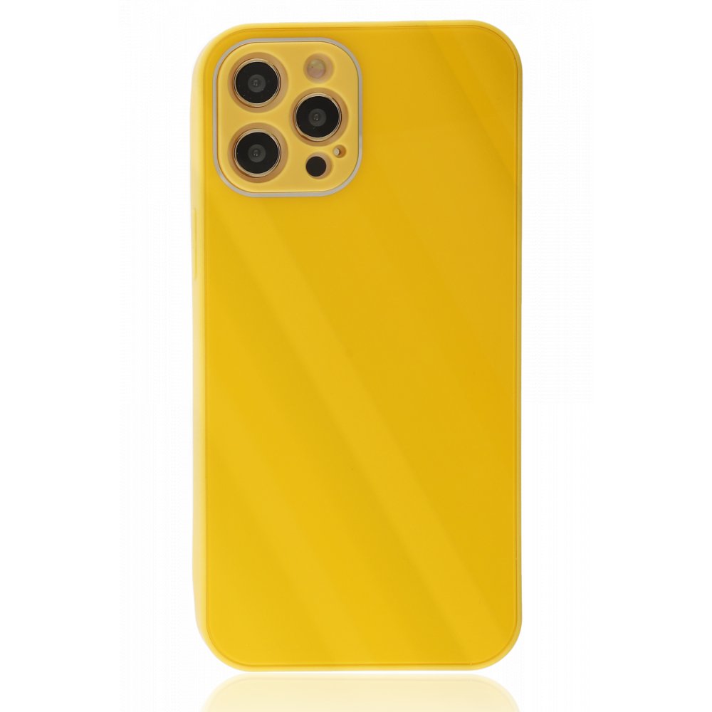  iPhone 12 Pro Kılıf Glass Kapak - Sarı