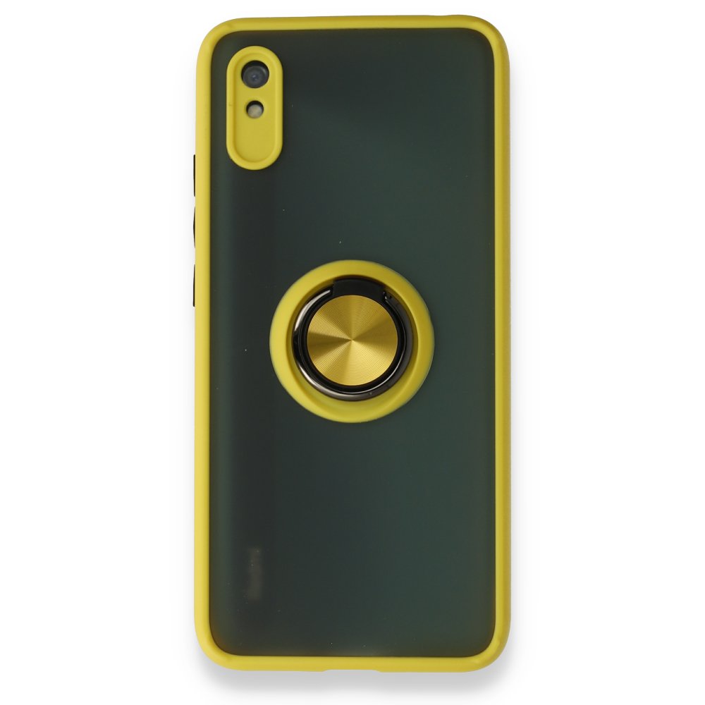 Redmi 9A Kılıf Montreal Yüzüklü Silikon Kapak - Sarı Redmi 9A Kılıf Montreal Yüzüklü Silikon Kapak - Sarı