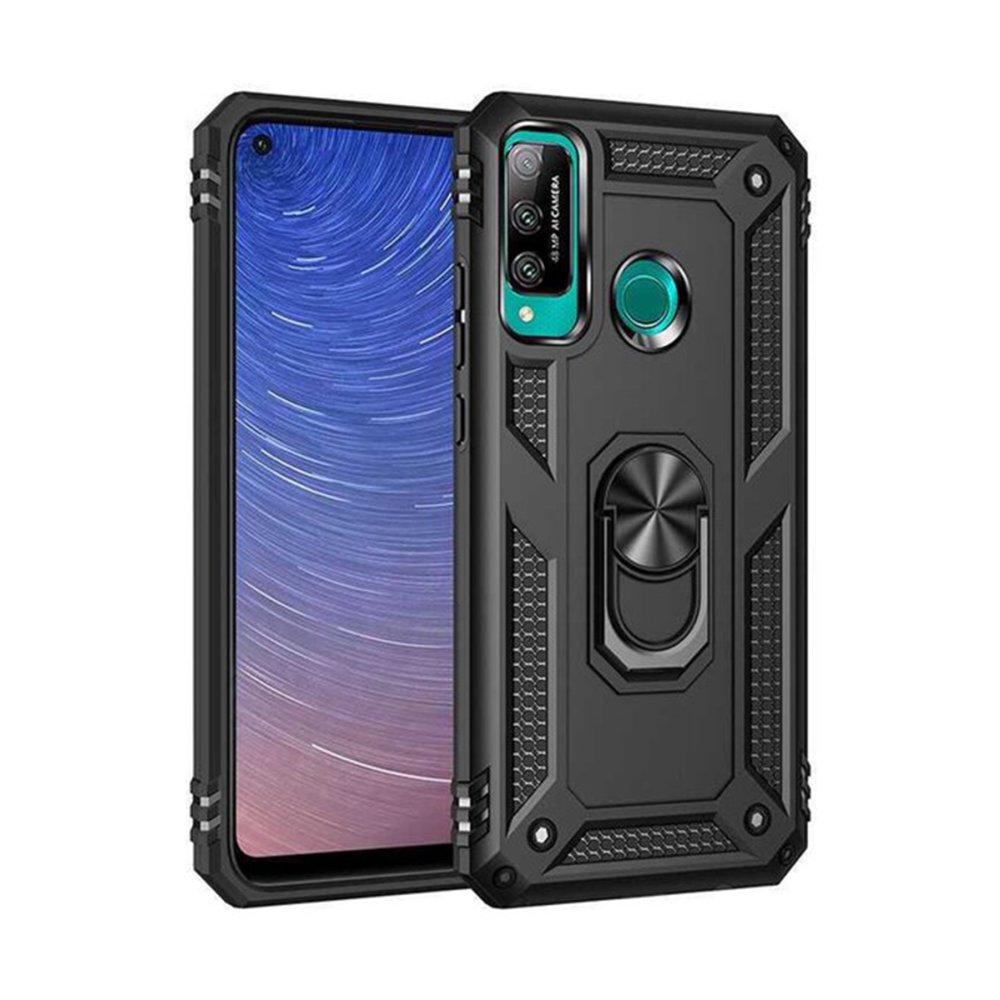  Huawei P40 Lite E Kılıf Sofya Yüzüklü Silikon Kapak - Siyah