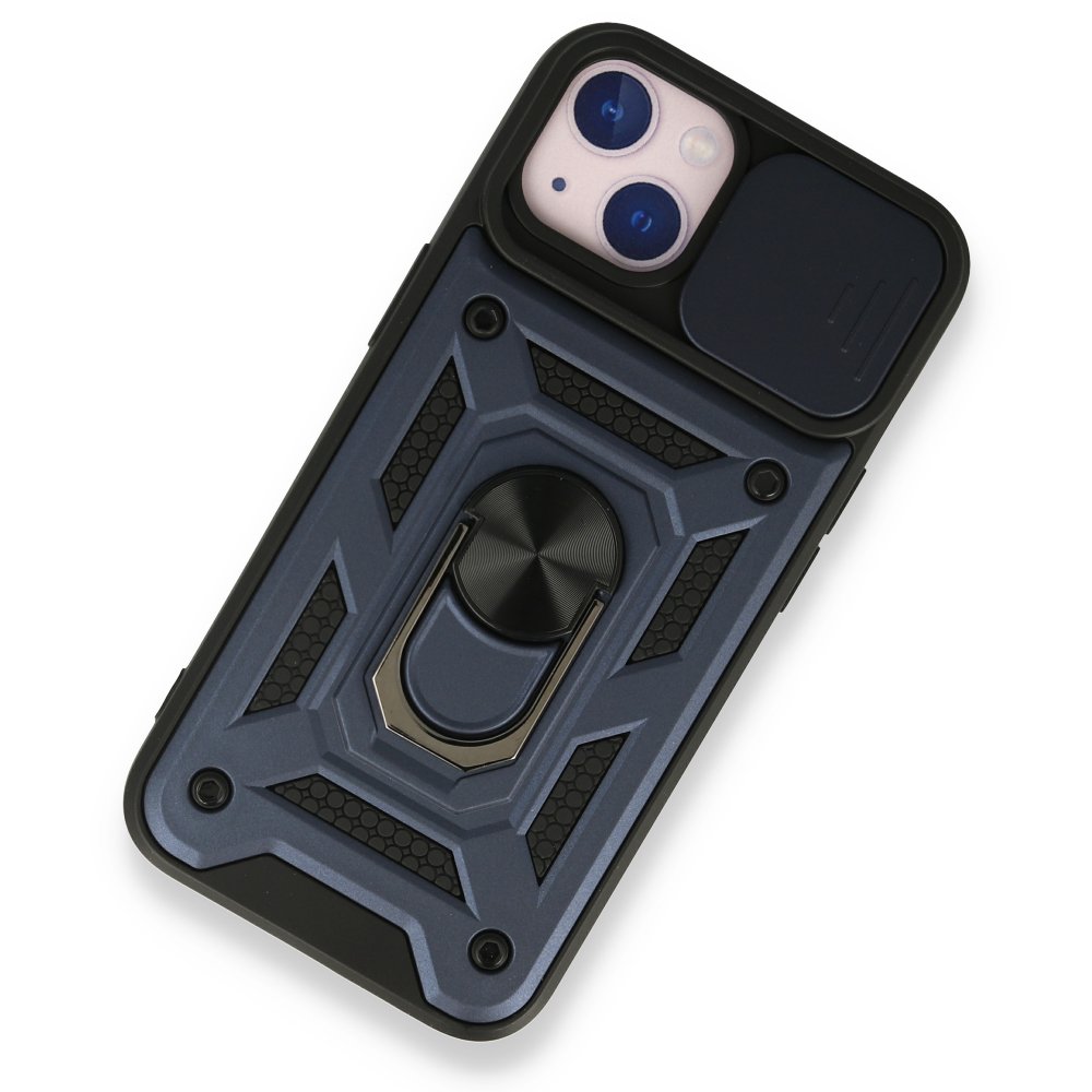  iPhone 13 Kılıf Pars Lens Yüzüklü Silikon - Lacivert