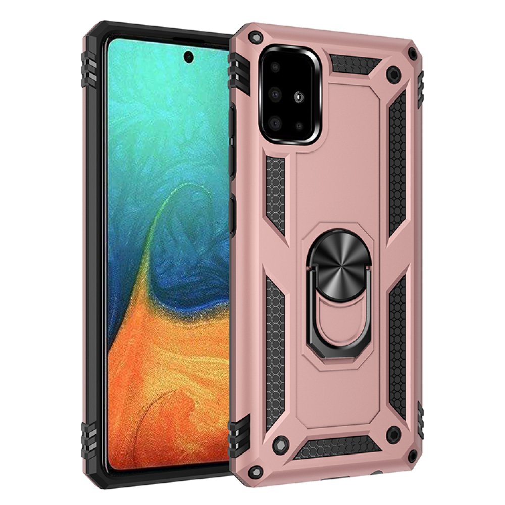  Samsung Galaxy A71 Kılıf Sofya Yüzüklü Silikon Kapak - Rose