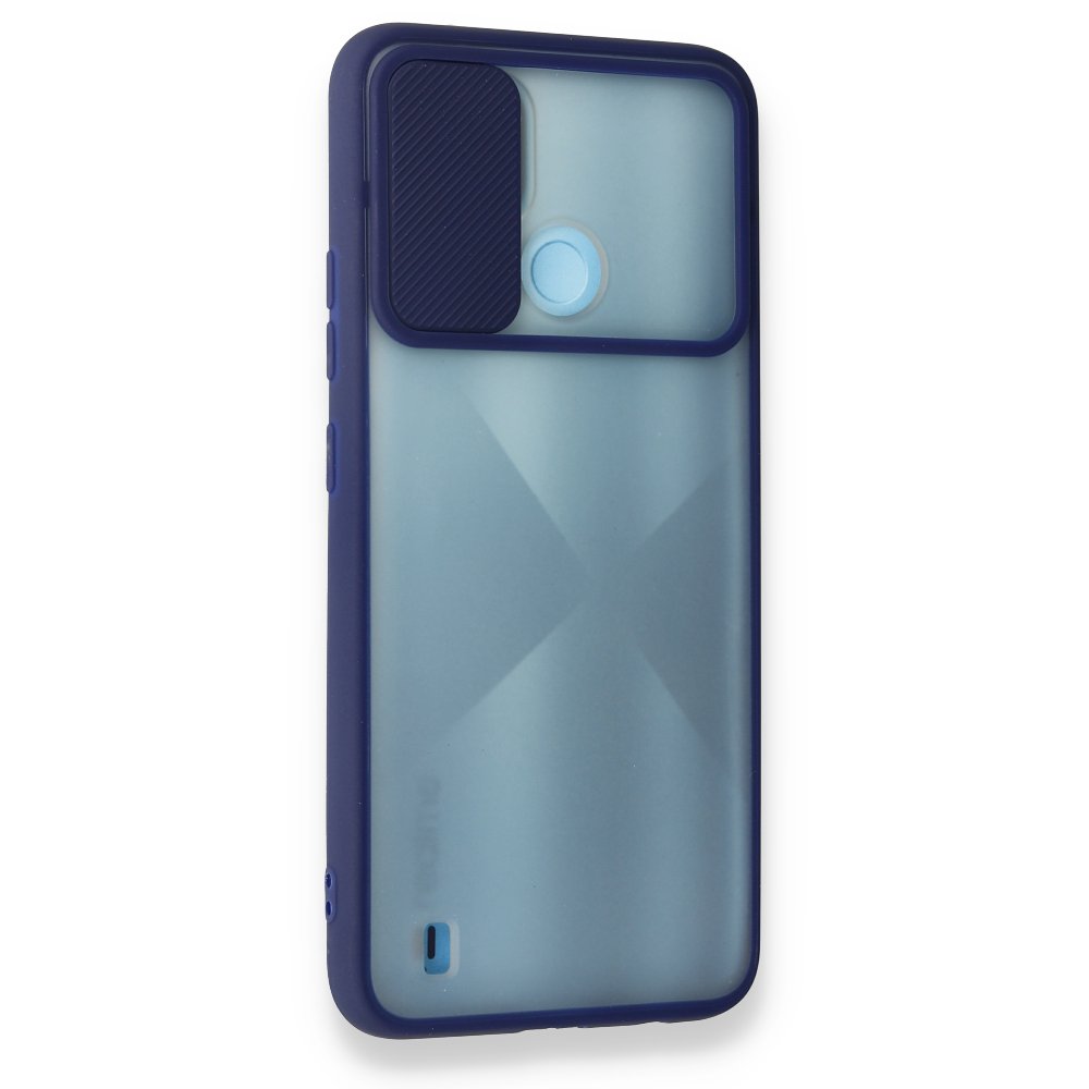 Realme C21 Kılıf Palm Buzlu Kamera Sürgülü Silikon - Lacivert Realme C21 Kılıf Palm Buzlu Kamera Sürgülü Silikon - Lacivert