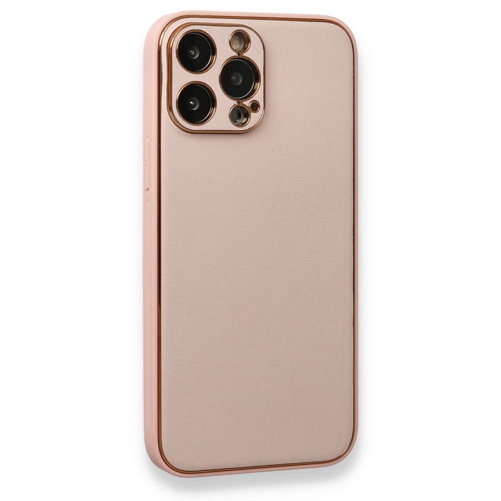 iPhone 13 Pro Kılıf Coco Deri Silikon Kapak - Pembe iPhone 13 Pro Kılıf Coco Deri Silikon Kapak - Pembe