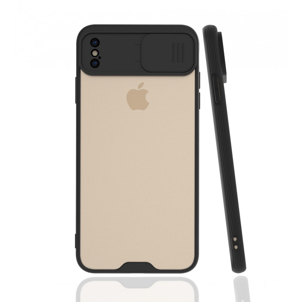  iPhone XS Max Kılıf Platin Kamera Koruma Silikon - Siyah