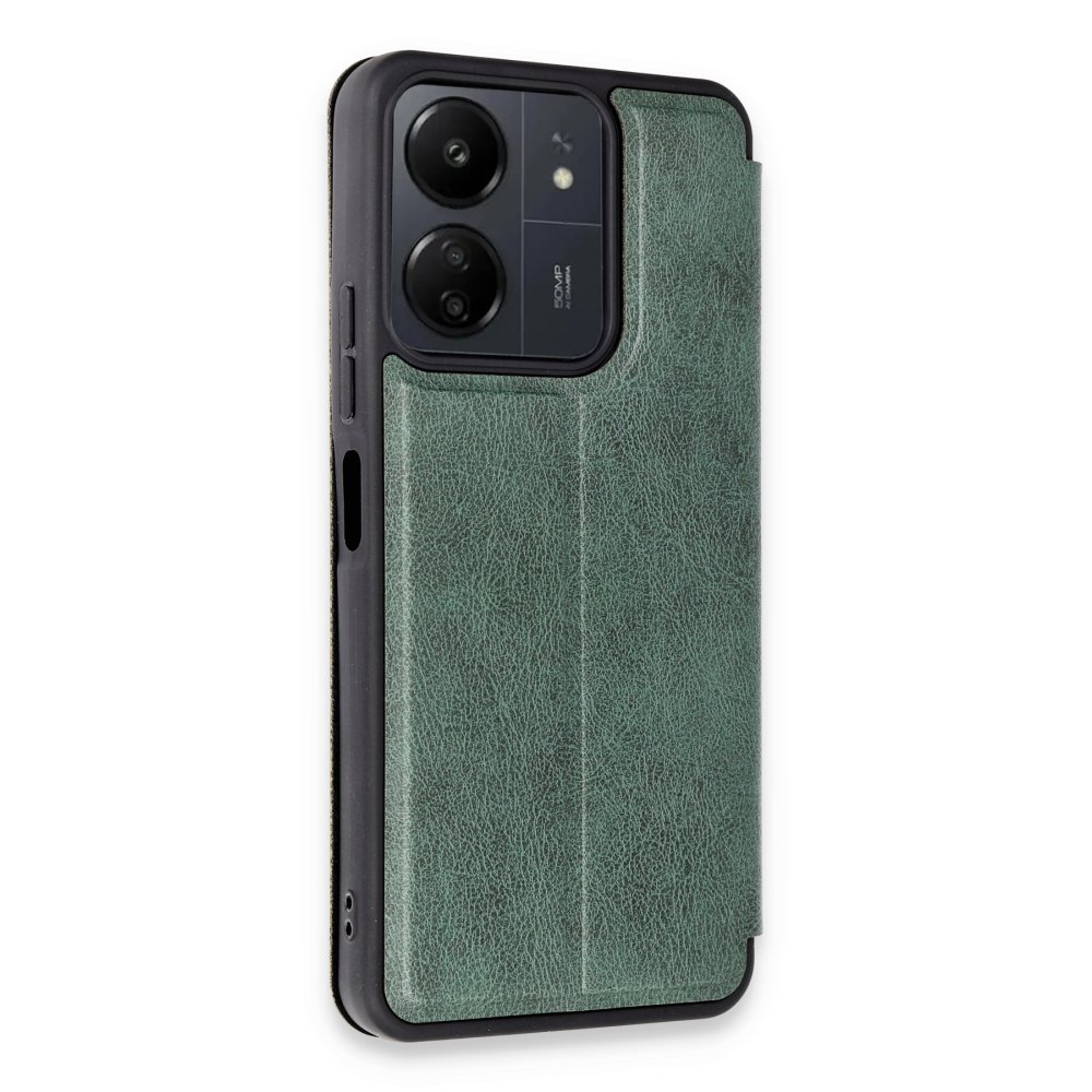  Xiaomi Poco C65 Kılıf Flip Cover - Koyu Yeşil