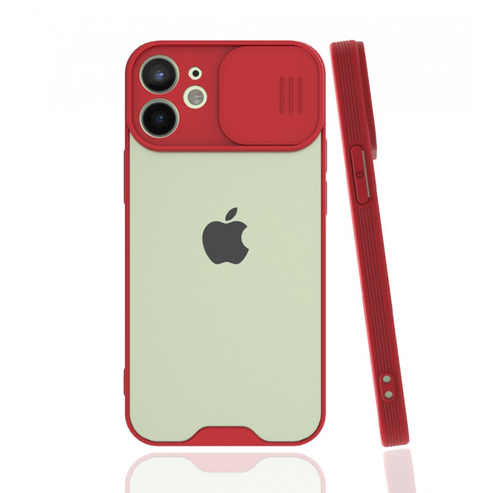 iPhone 12 Mini Kılıf Platin Kamera Koruma Silikon - Kırmızı iPhone 12 Mini Kılıf Platin Kamera Koruma Silikon - Kırmızı