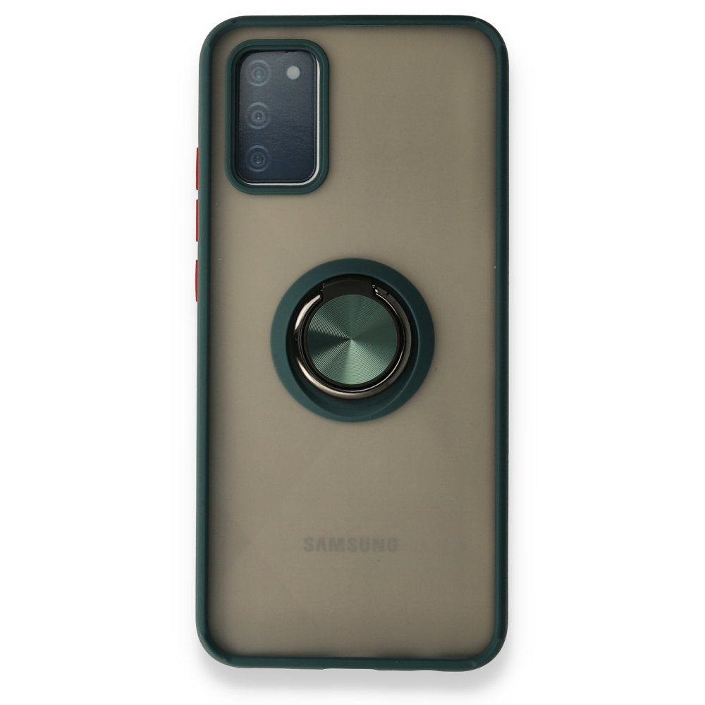  Samsung Galaxy A02S Kılıf Montreal Yüzüklü Silikon Kapak - Yeşil