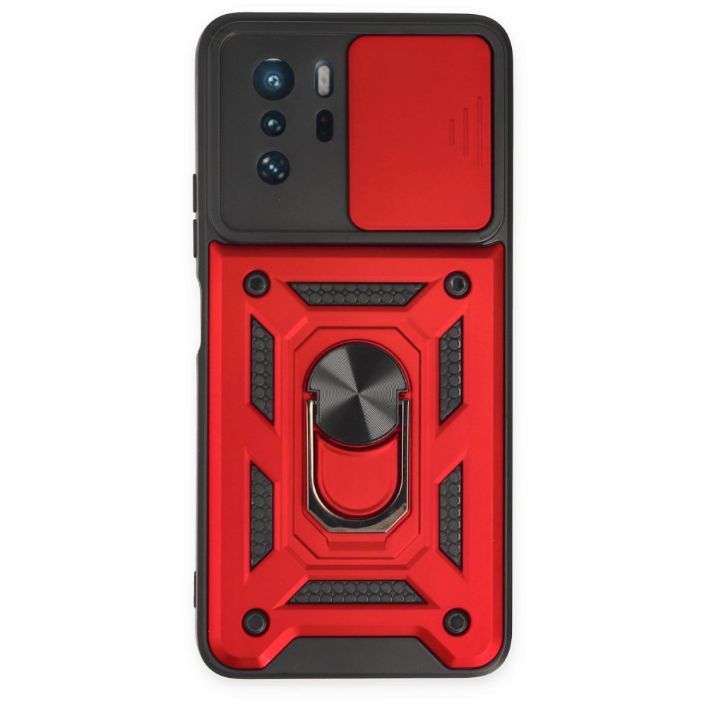  Xiaomi Poco X3 GT Kılıf Pars Lens Yüzüklü Silikon - Kırmızı