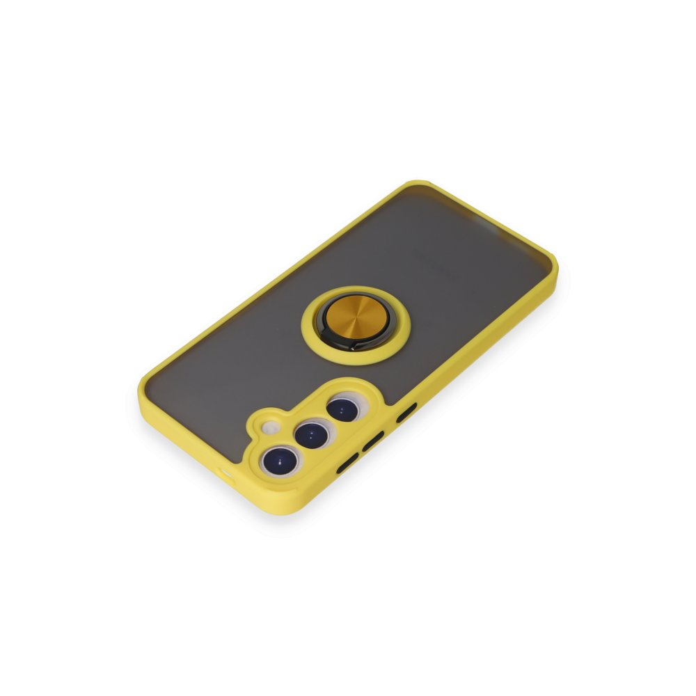 Samsung Galaxy S24 Kılıf Montreal Yüzüklü Silikon Kapak - Sarı Samsung Galaxy S24 Kılıf Montreal Yüzüklü Silikon Kapak - Sarı