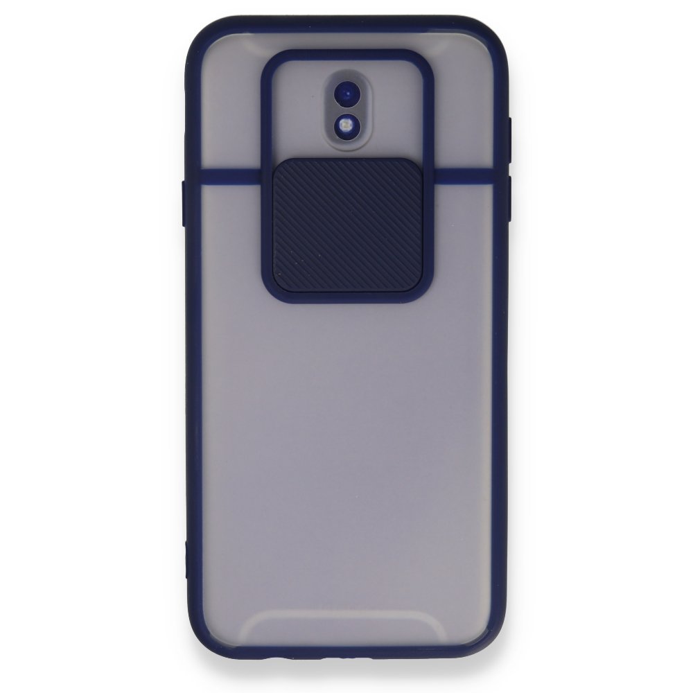  Samsung Galaxy J7 Pro / J730 Kılıf Palm Buzlu Kamera Sürgülü Silikon - Lacivert
