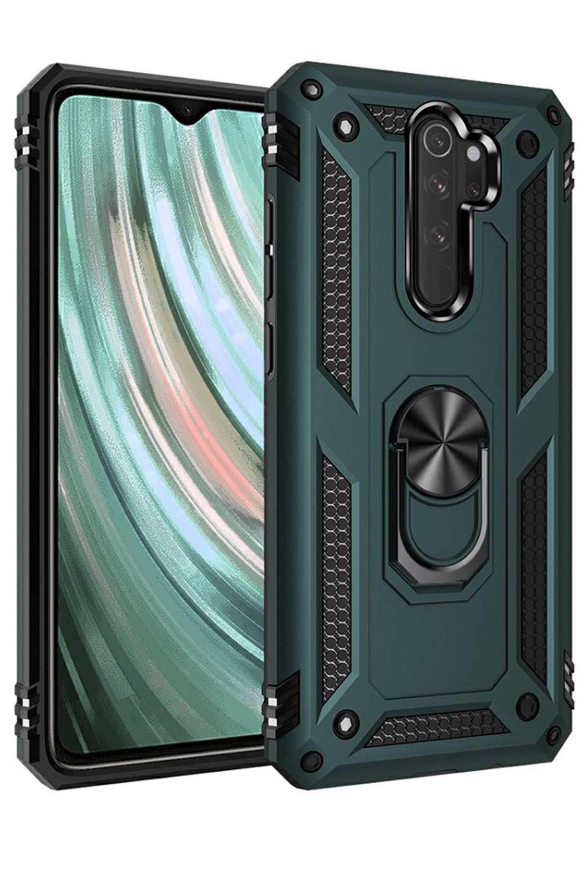 Redmi Note 8 Pro Kılıf Sofya Yüzüklü Silikon Kapak - Yeşil