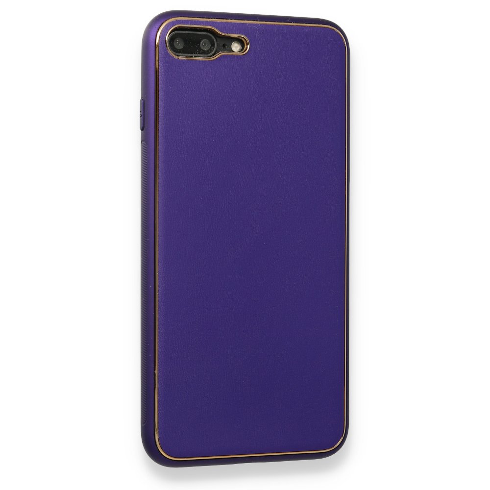  iPhone 7 Plus Kılıf Coco Deri Silikon Kapak - Mor