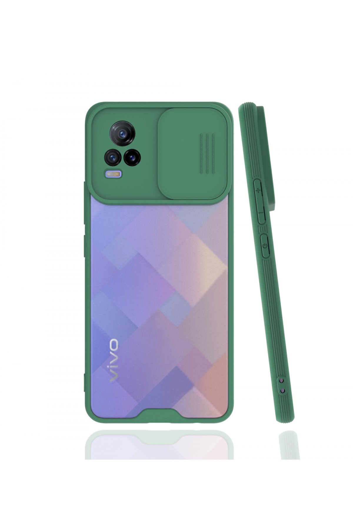  Vivo V21e Kılıf Platin Kamera Koruma Silikon - Yeşil