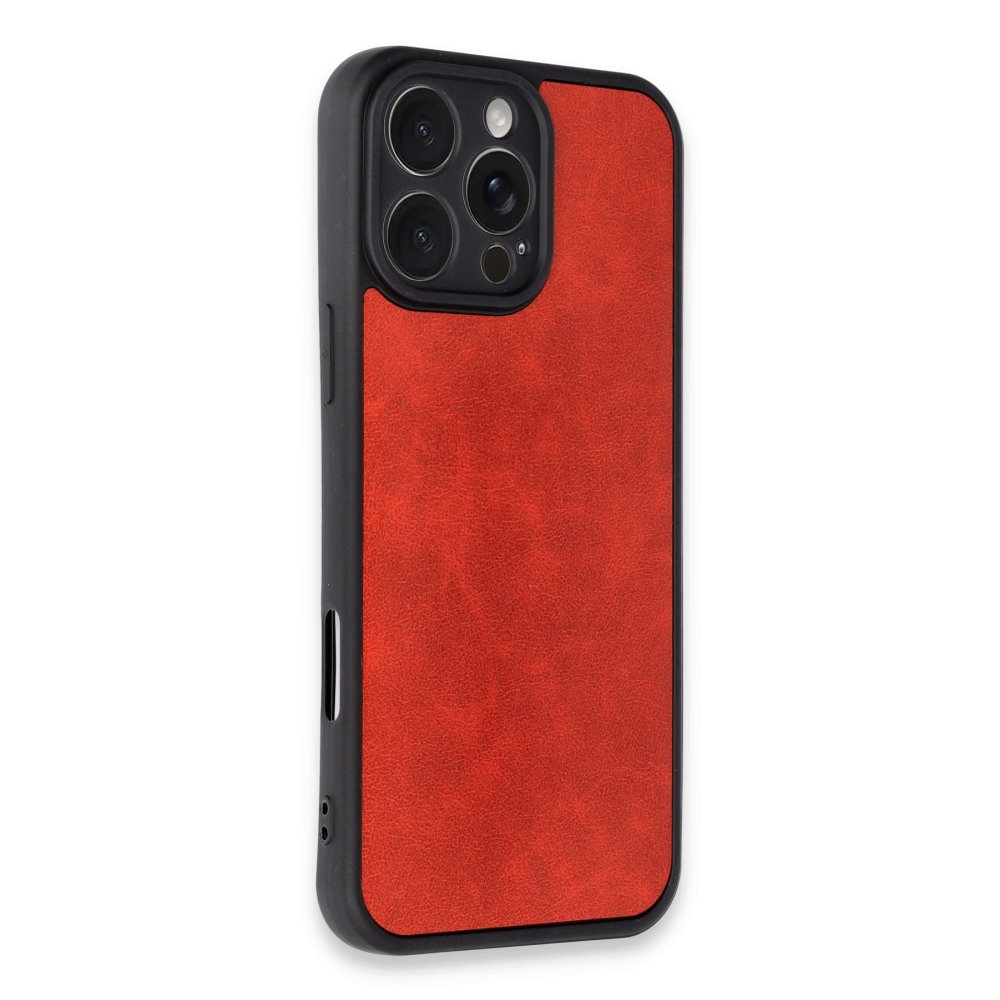 iPhone 16 Pro Kılıf Aras Deri Kapak - Kırmızı iPhone 16 Pro Kılıf Aras Deri Kapak - Kırmızı