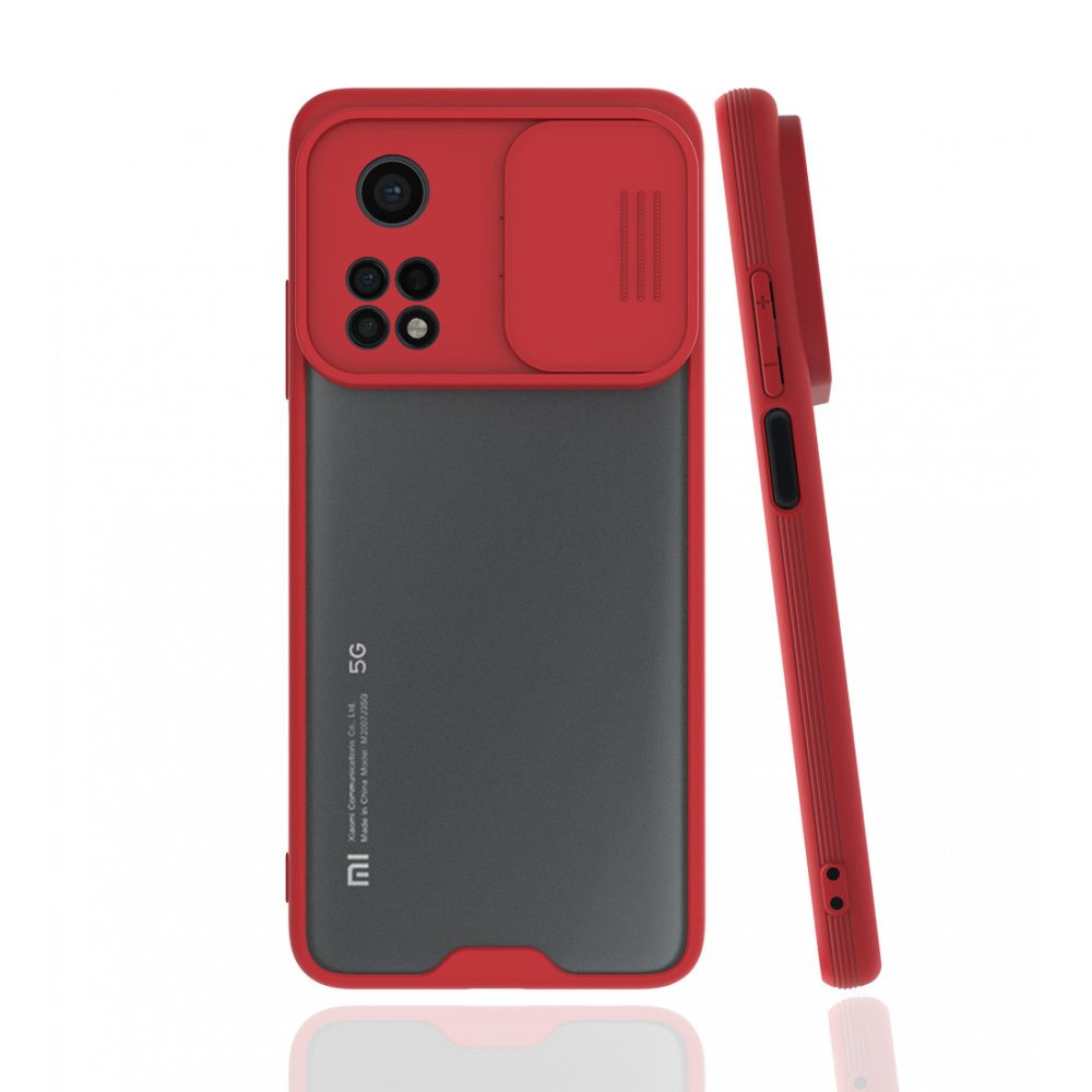  Xiaomi Mi 10T Kılıf Platin Kamera Koruma Silikon - Kırmızı