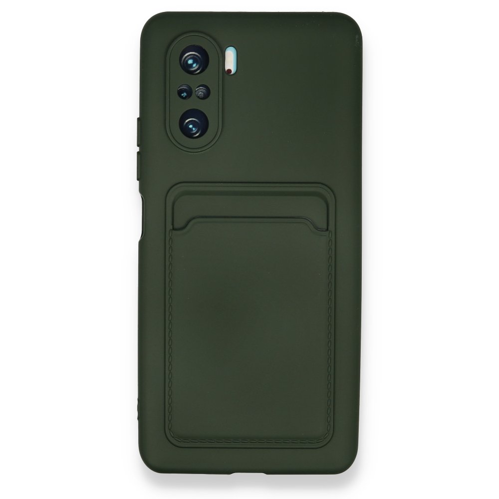 Redmi K40 Kılıf Kelvin Kartvizitli Silikon - Koyu Yeşil